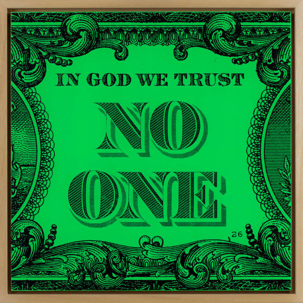 In God We Trust No One / Wood Panel Neon Green