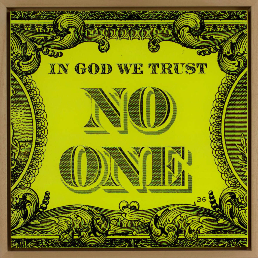 In God We Trust No One / Wood Panel Neon Yellow