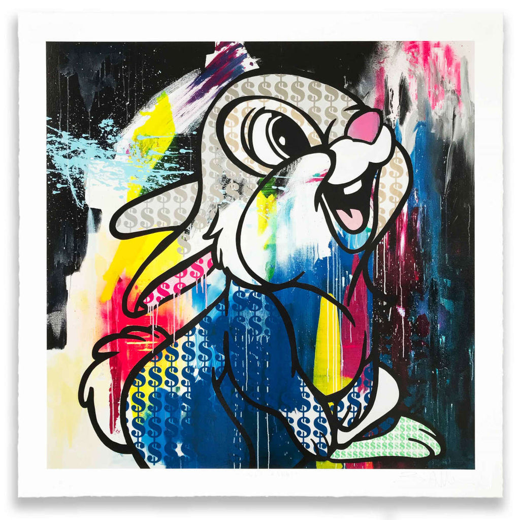 Monet Rabbit Ben Allen-Money Rabbit-Giclee Print with Hand Finished Pink Leaf ...